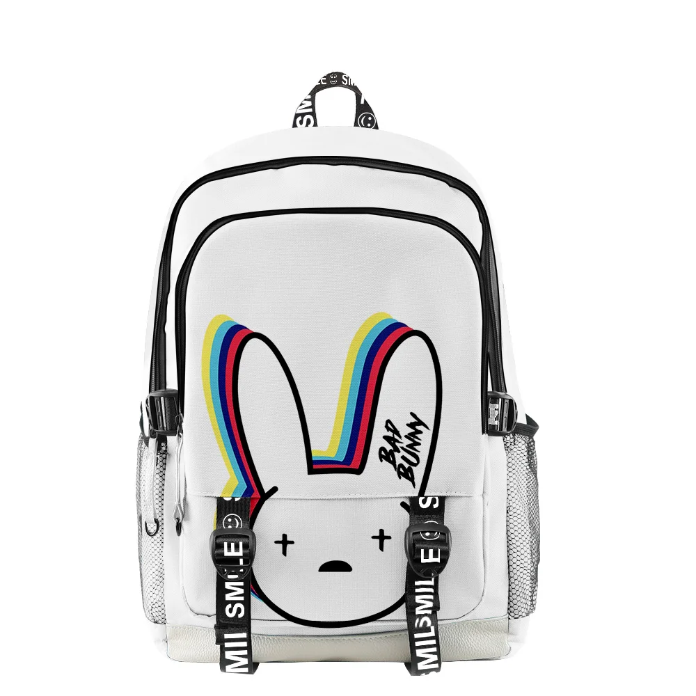 Bad bunny Primary Middle School Student Boys Girls Backpack Men Women Oxford Waterproof Cartoon Backpack Children Anime Backpack