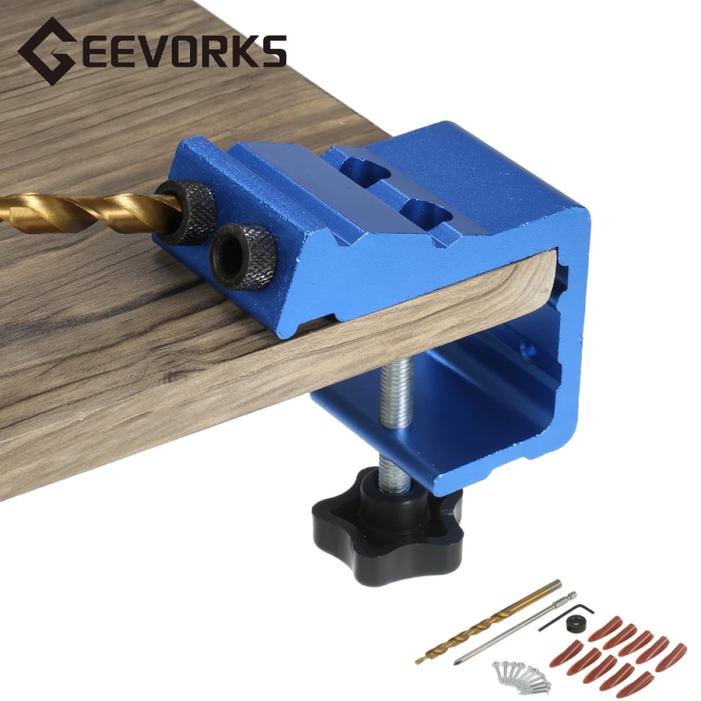 

Все в одном, алюминиевый Карманный Набор для зажима, 15 градусов, дюбель, набор столярных инструментов, косый локатор отверстий, Doweling, Дырокол с зажимом