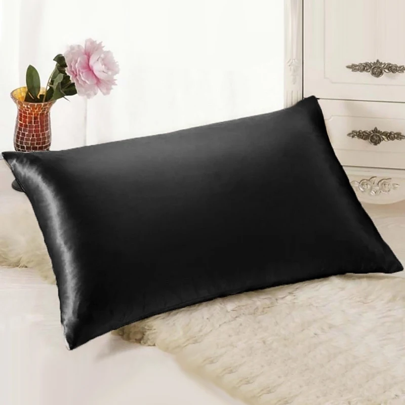 

100% Queen Standard Satin Silk Soft Mulberry Plain Pillow Case Cover Chair Seat Square Pillowcase 50*66cm Pillow Case My Melody