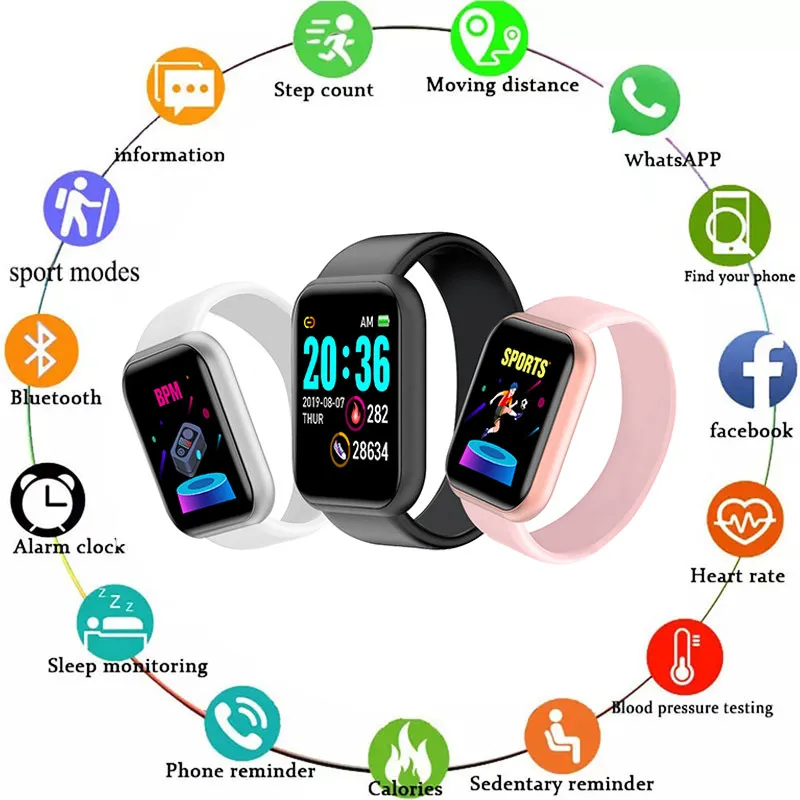 2022 originale D20 Smart Watch cardiofrequenzimetro Fitness Tracker Sport impermeabile Smartwatch per orologi da donna Y68 PK Huawei GT2