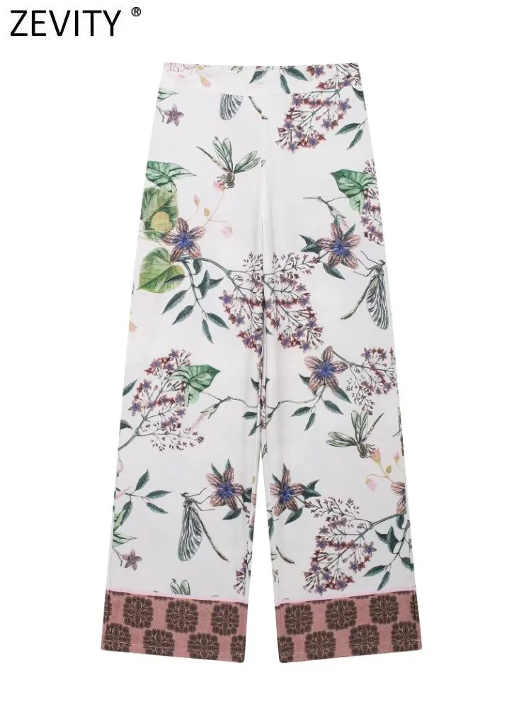 Женские прямые брюки ZEVITY с цветочным принтом