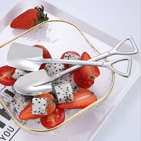 mini spoon 304 stainless steel coffee ice cream tiny spoon engineering iron shovel spoon retro cute honey kitchen accessories