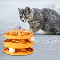 Tower of Track Cat Toy Roller Interactive Kitten Toys 3 Layers Splicable with Detachable Luminous Ball on the Top Fun Pet