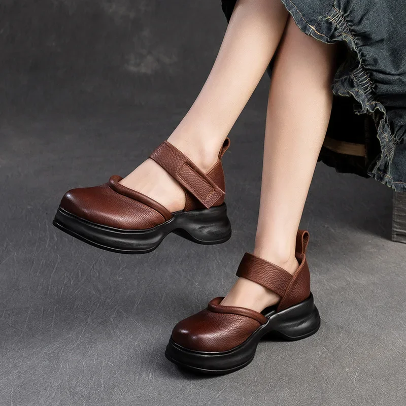 Koznoy/женская женская обувь Мэри Джейн из коровьей натуральной кожи с этническим