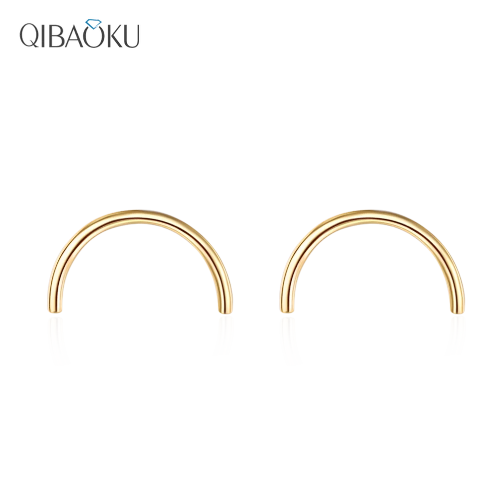

925 Sterling Silver Earring Gpld Color Smile Stud Earrings Circle Simple Noble Luxury Ear Jewelry Gift for Women
