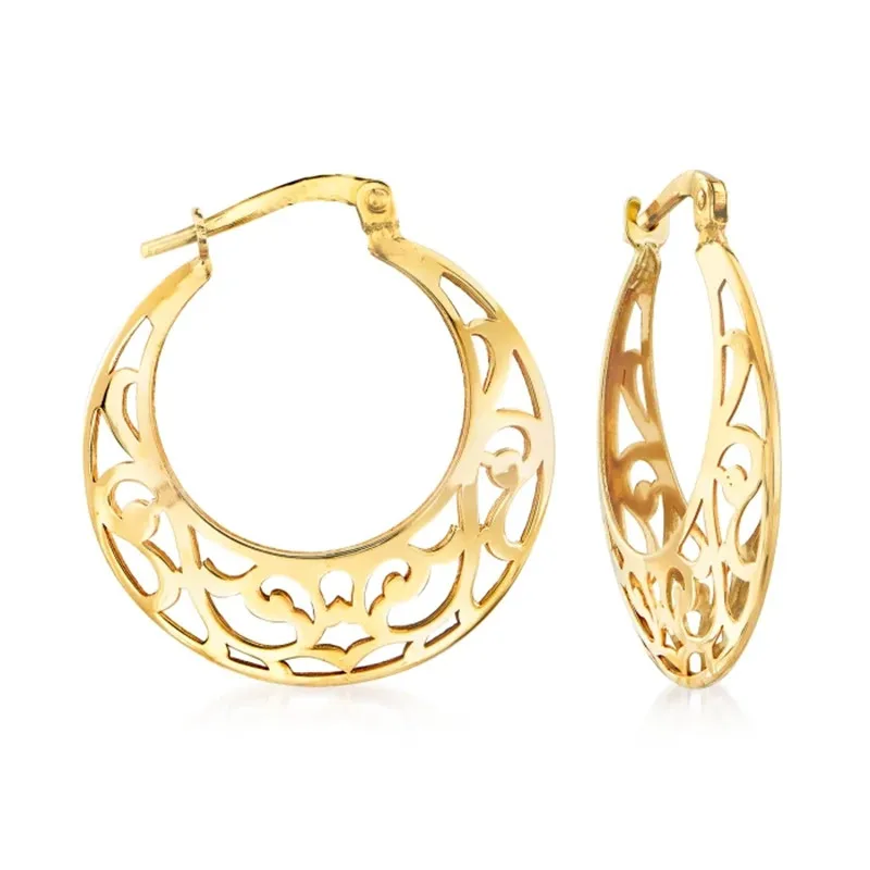 

2022 New Product, Fashion Charm, Ladies, Gold Hoop Earrings, Plated Metal, Hollow Carving Patterns, Parties，Feminine Jewelry