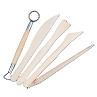 5pcs art supplies 5pcs beginners wood handle stainless steel clay pottery tool set