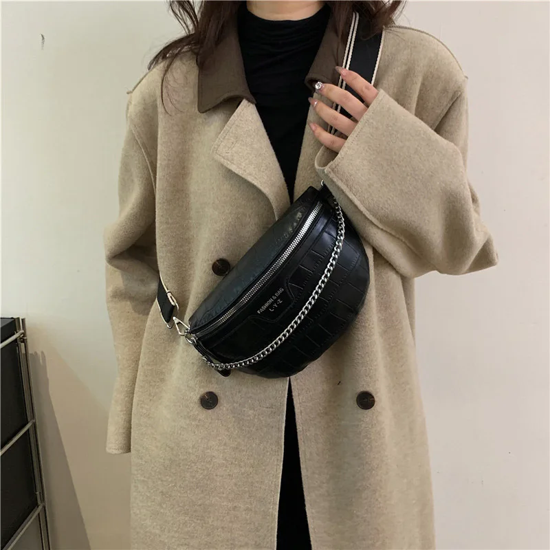 

New Luxury Chain Chest Bags for Women High Quality PU Leather Shoulder Crossbody Bag Fashion Purses and Handbag Brand Waist Pack