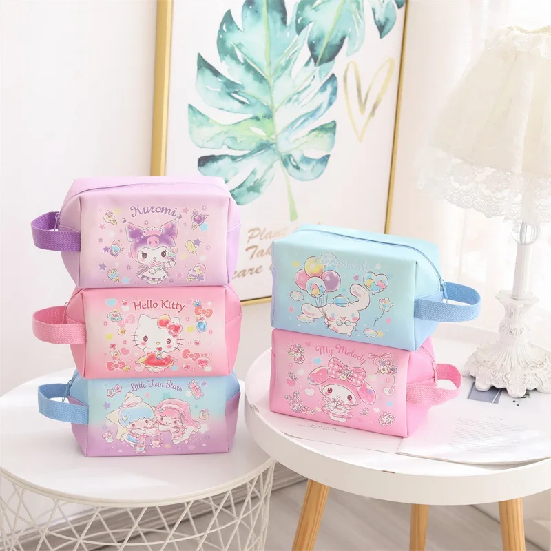 

Sanrio anime cute cartoon Hello Kitty cinnamon roll cosmetic bag PU handbag waterproof wash storage bag student cute pencil case