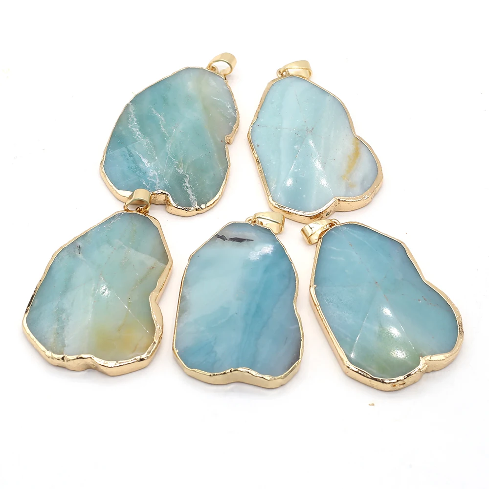 

2022 Vintage Men's Women's Pendants Irregular Natural Stones Crystals Amazonite Charm for Making Jewelry Supplies Gift Wholesale