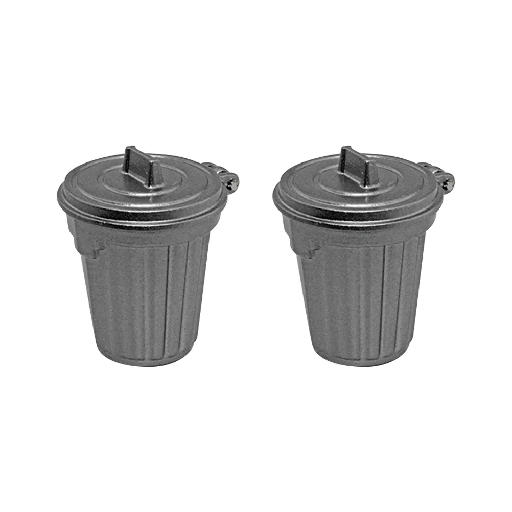

2pcs Mini Garbage Can Small Trash Can Doll House Mini Trash Can Model