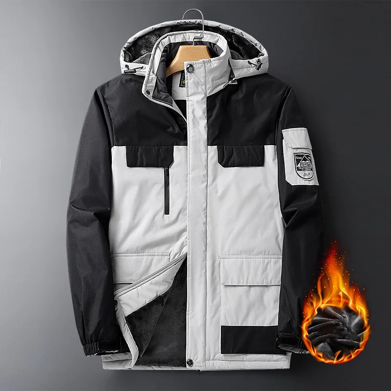 Men's Thick Fleece Winter Jacket Outerwear Oversize Coat Fleece Down Warm Parka Male Waterproof Jacket Plus Size 8XL 9XL