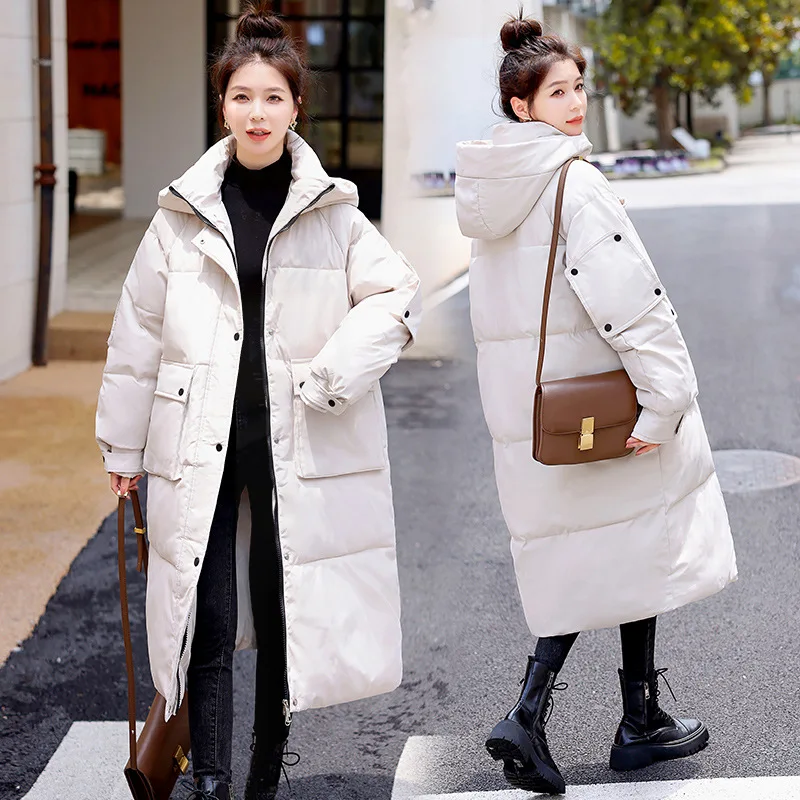 New Long Jacket Woman Parkas Fall Winter 2022 Thicken Warm Hooded Coat Oversized Korean Fashion Loose Puffer Outerwear