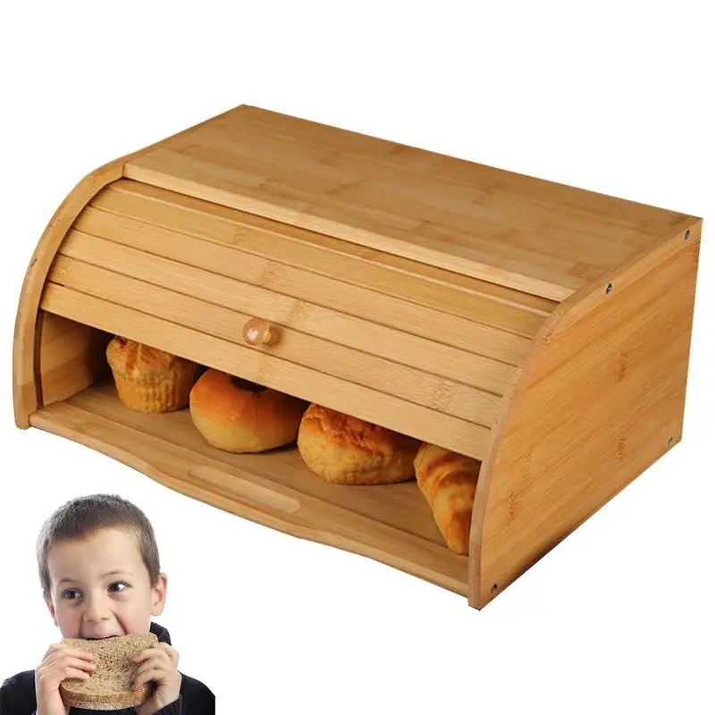 

Large Capacity Bamboo Bread Bin Box Kitchen Food Storage Containers Food Snack Storage Box For Countertop