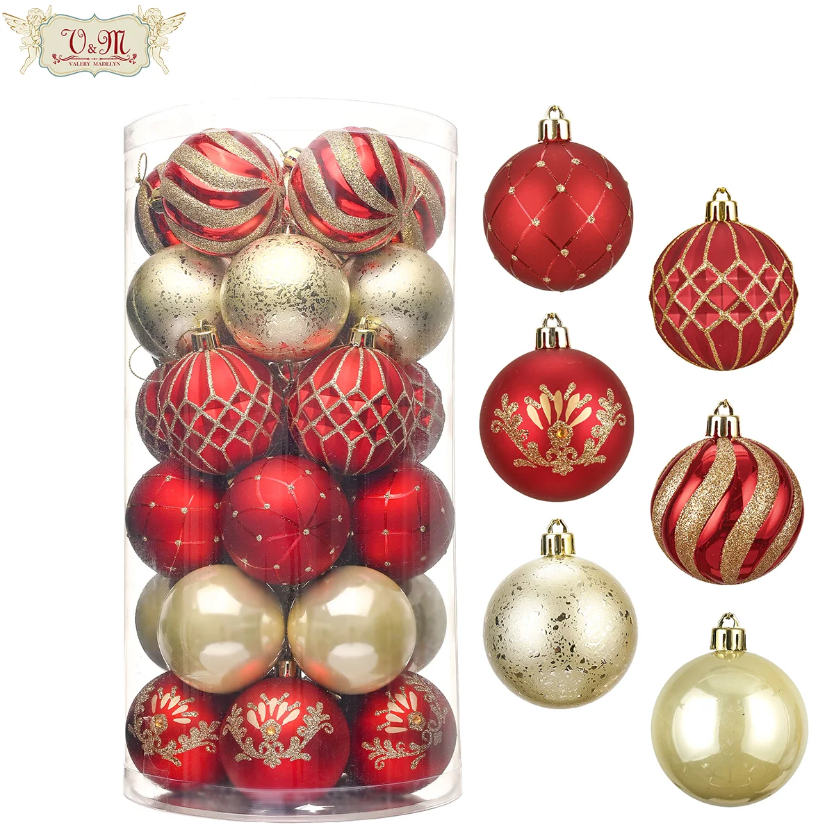 

Valery Madelyn 30pcs Christmas Balls 6cm Gold Christmas Tree Hanging Ball Plastic Christmas Tree Ornaments New Year Decorations