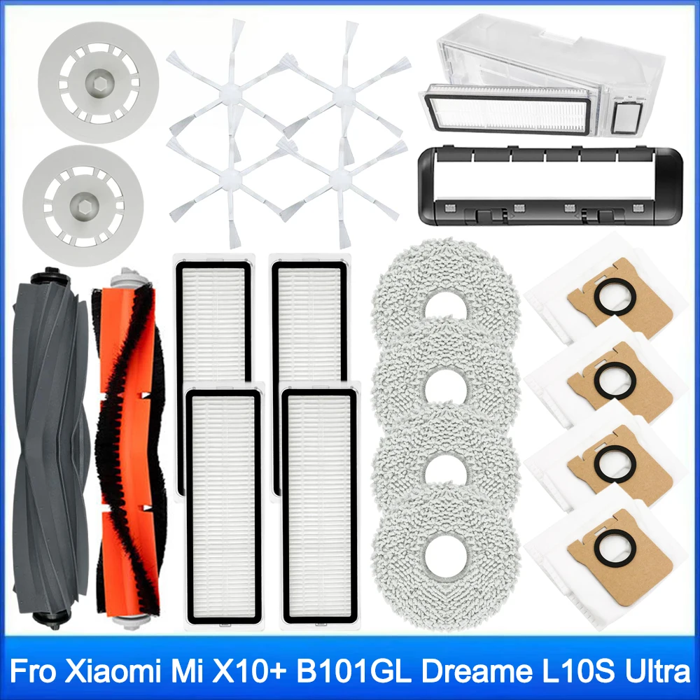 

Для Xiaomi Mi X10 + X10 Plus B101GL, Dreame L10S Ultra S10 Pro, аксессуары для пылесоса, основная роликовая боковая щетка, фильтр Hepa, швабры