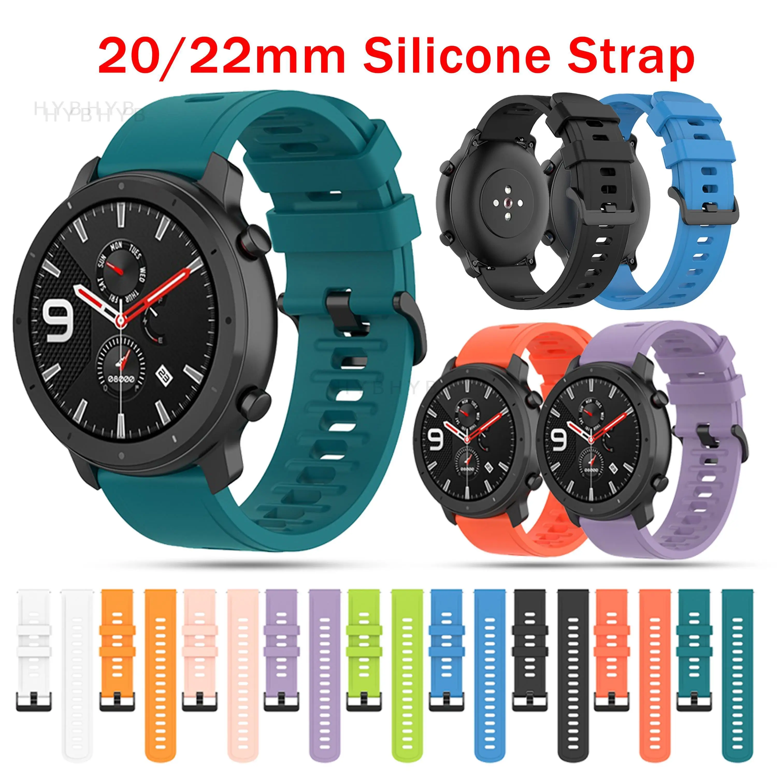 

22MM Soft Silicone Strap For Amazfit GTR 3/Huawei GT2 Pro Smart Watch Band for Huami Amazfit GTR 42MM 20MM Replacement Bracelet