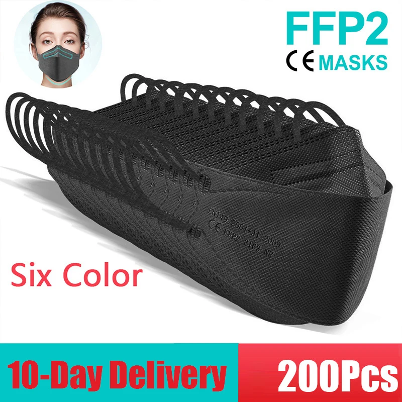 

mascarilla FFP2 200 PCS Face Mask KN95 filter mask reutilizable CE Approved n 95 Adult Black Dustproof Respirator Masks ffp2mask