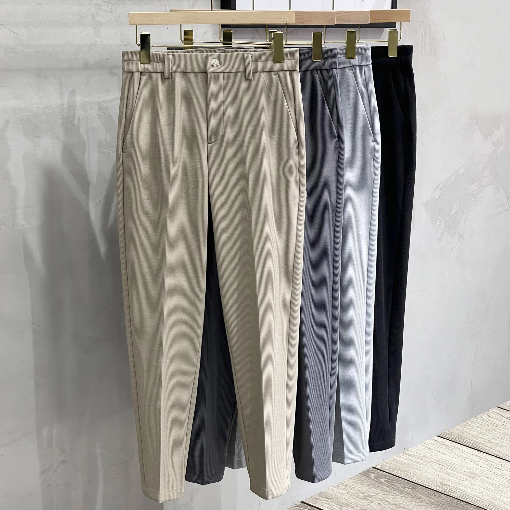 Winter 2023 Autumn Corduroy Pants Men's Business Casual Pants Loose Long Straight High Quality Corduroy Trousers Male L42