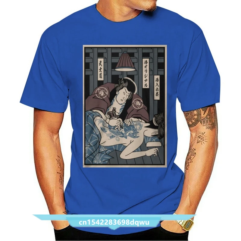 

T-Shirt Hitam Lucu Tato Samurai Kaus Pria S-3Xl T Shirt Gambar Cetak Lengan Pendek Hip Hop Leher O Mode Musim Panas 2021