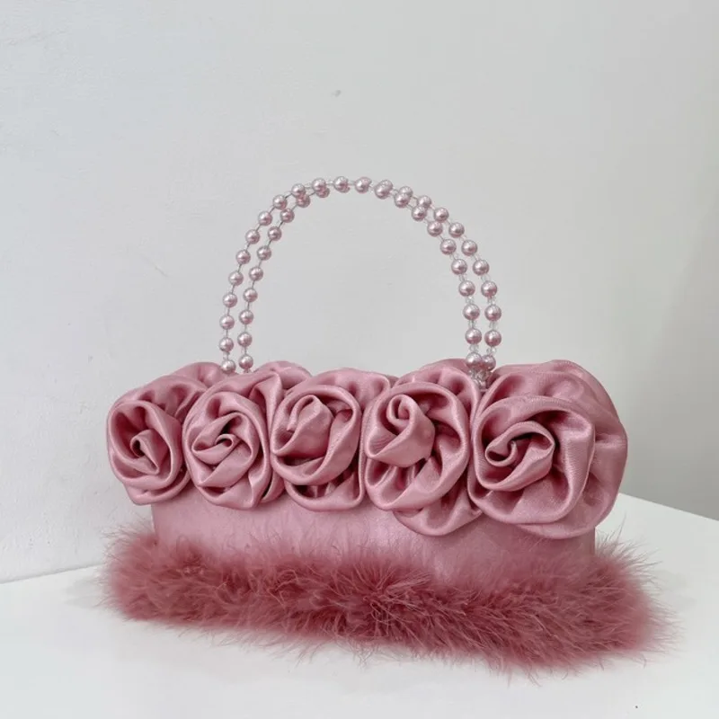 Женские сумки с жемчужинами и цветами осень 2023 роскошные женские кошельки