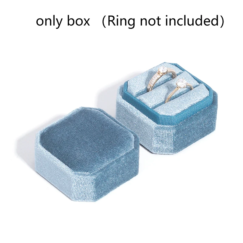 

1 шт. бархатная коробка для колец, двойная коробка для колец со съемной крышкой, 2 слота, восьмиугольный держатель для колец, чехол для помолвки, свадебное предложение