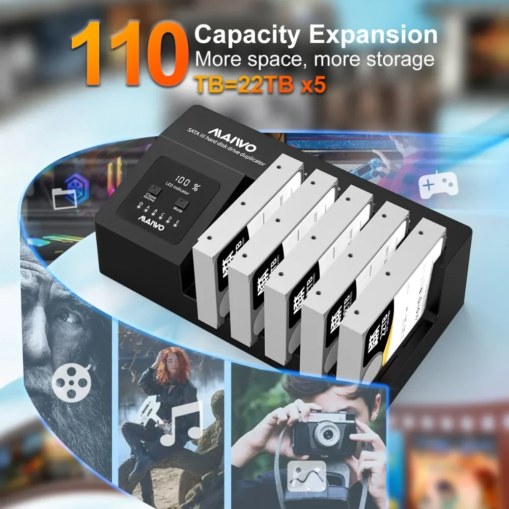 MAIWO 5 Bay SATA SSD HDD 2.5/3.5'' Hdd Док-станция SATA3 To Type C Чехол для жесткого диска с