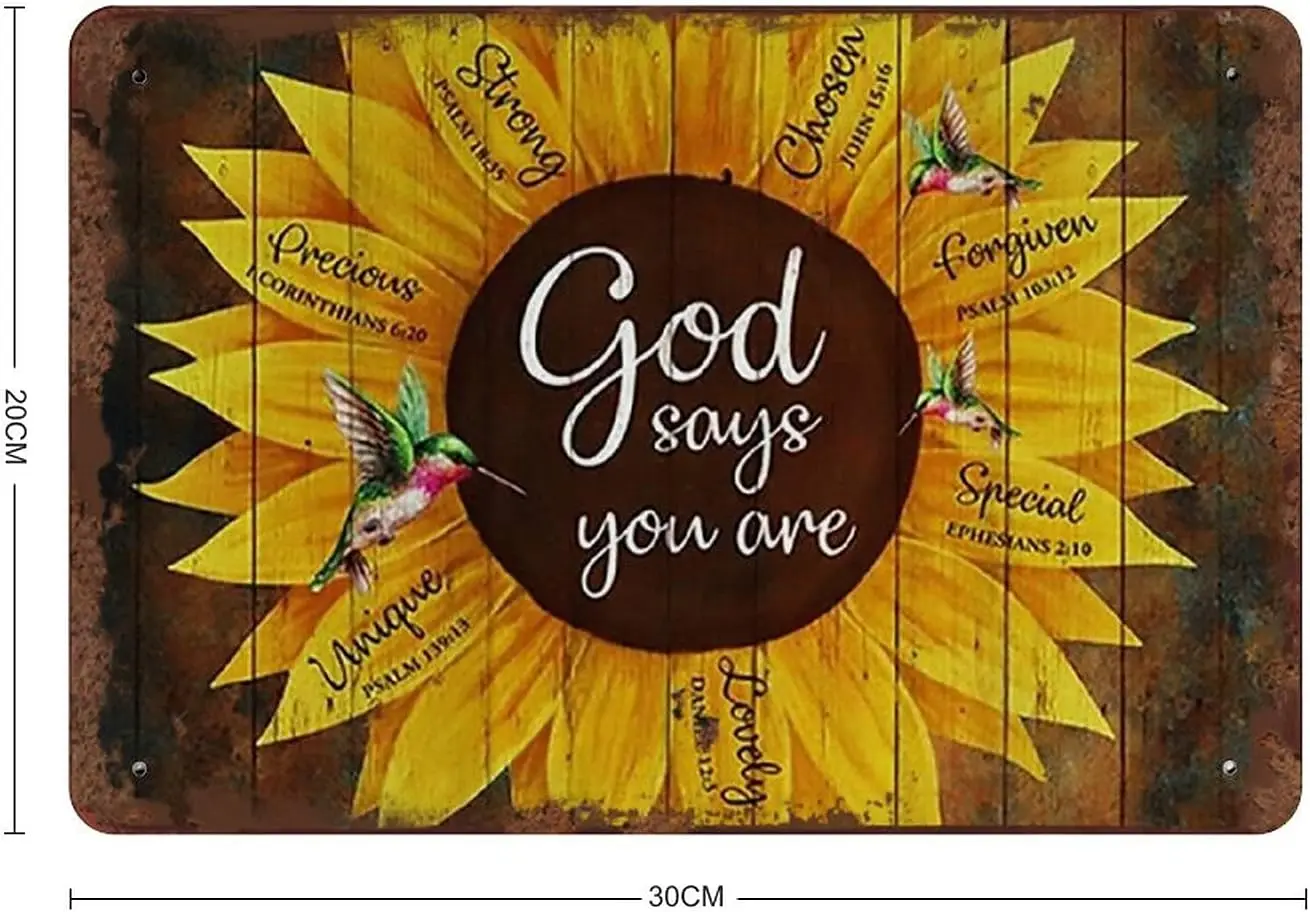 Жестяной знак с колибри и подсолнухом Бог говорит что вы жестяной надпись декор