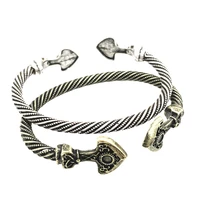 nostalgia vikingos thor hammer thunder torque screw nail pulseira viking bracelet bangle men cuffs jewelry vikings accessories