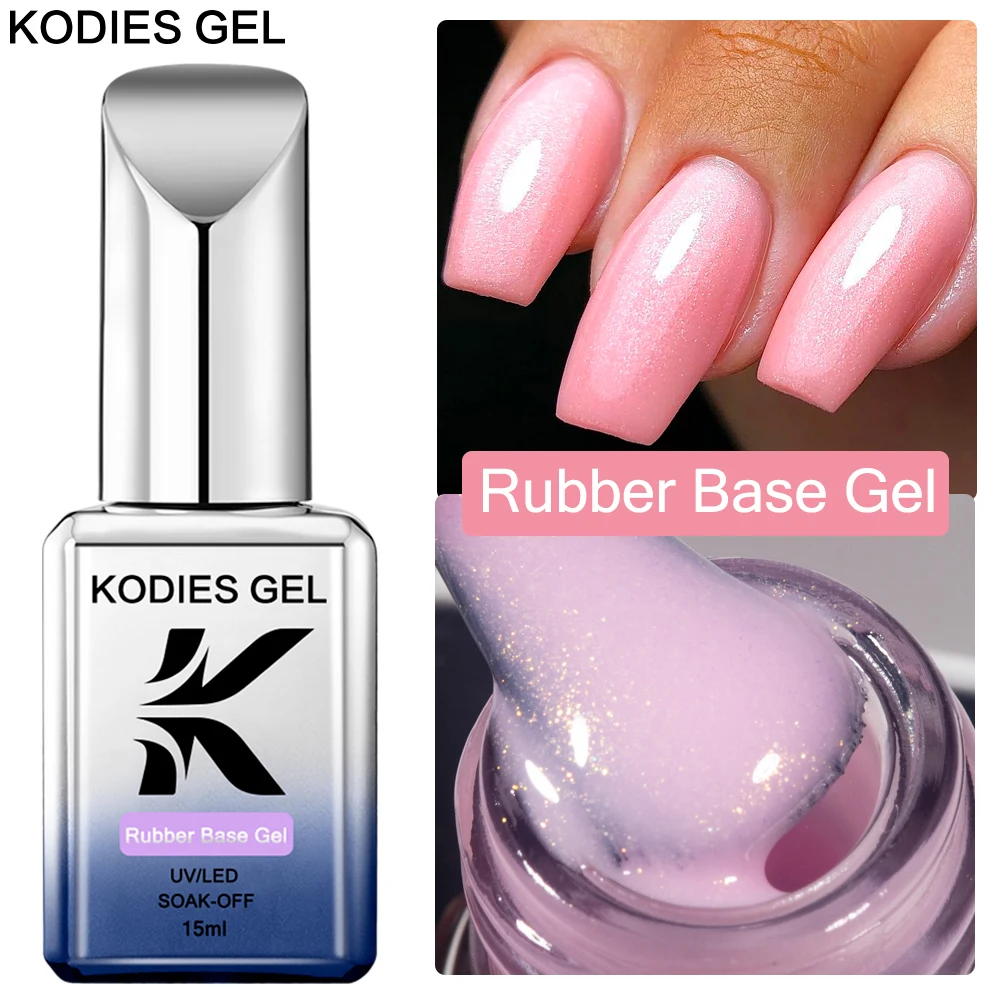 Гель KODIES Мерцающий розовый Базовый Гель-лак для ногтей Rubebr Полупостоянный