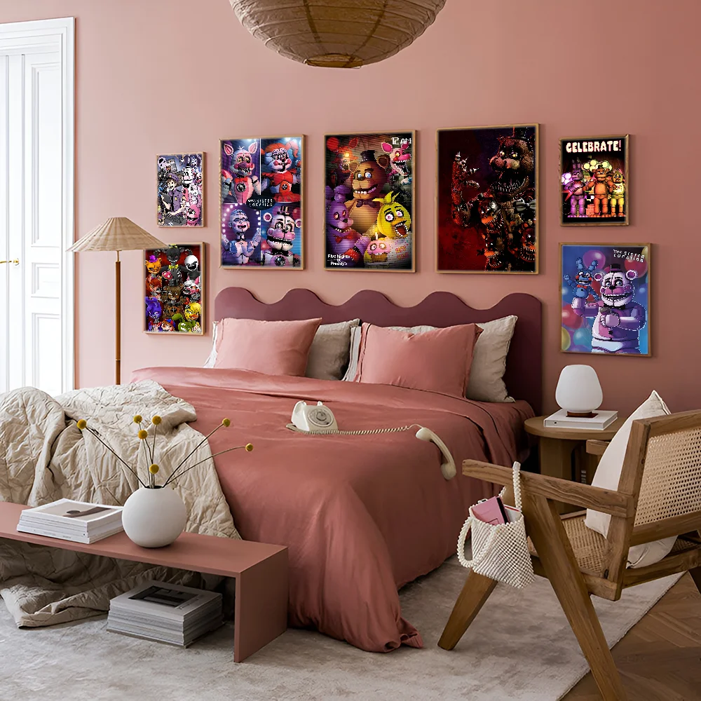 Fnaf Five-Nightes At Games F-Freddyes Классические постеры с фильмами HD Качественный постер