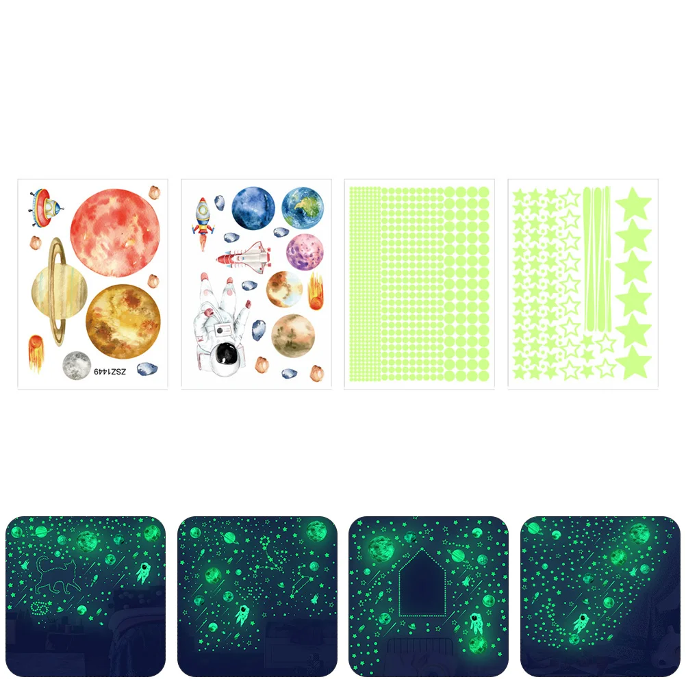 

Wall Stickersglow Dark The Moon Decals Fluorescent Sticker Luminousshining Planets Decor System Solar Planet Decal Adhesive Self
