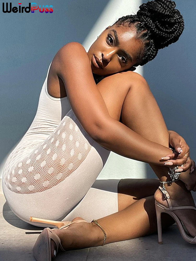 Женский комбинезон без рукавов сетчатый в стиле пэчворк с пуговицами и странными