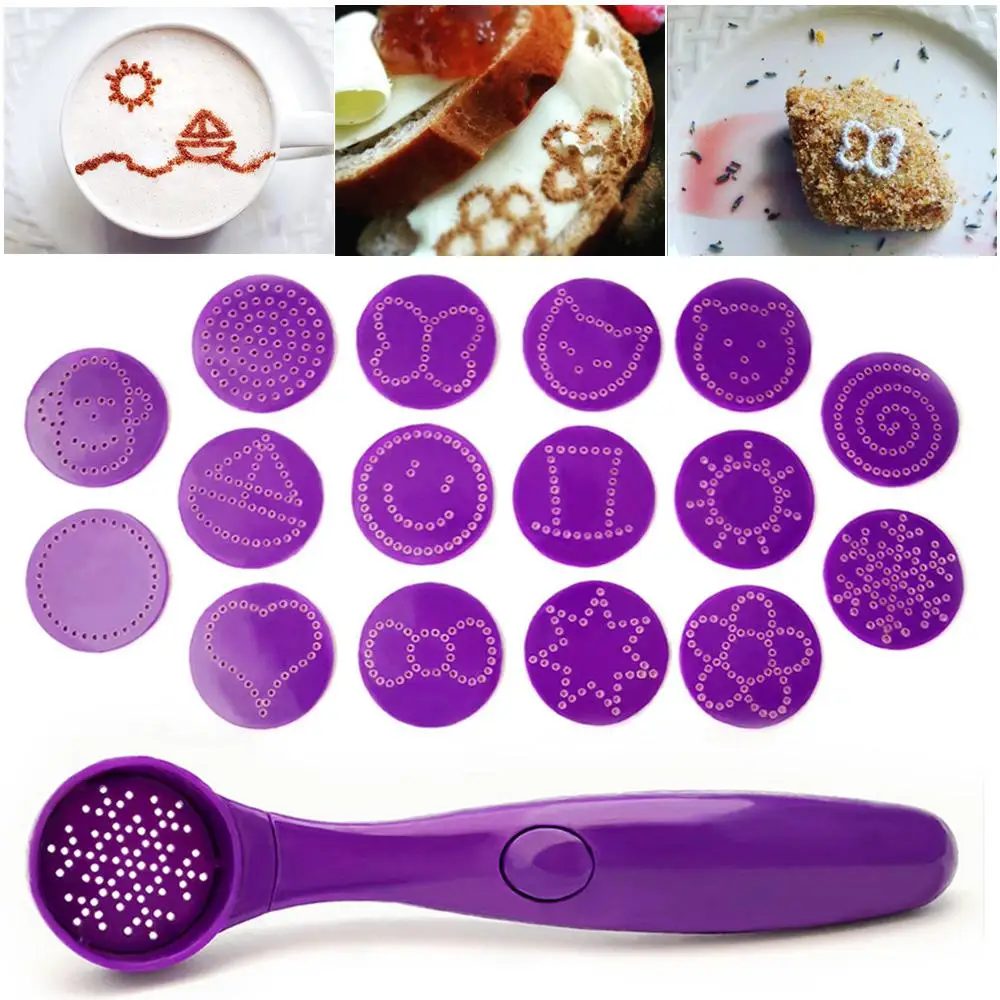 16 Kinds Of Patterns Electric Coffee Cake Printing Spoon Electric Portable Printing Machine Spice Spoon Coffee Stencils images - 6