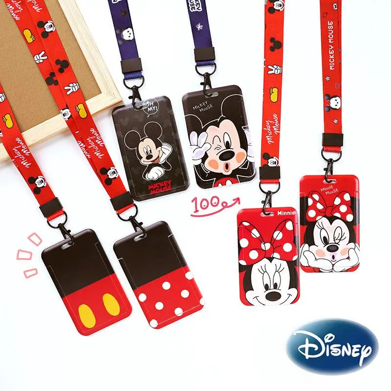 

Disney Anime Mickey Minnie Mouse Card Cover Cartoon Hanging Neck ID Card Holder Work ID Credit Subway Card Sleeve Lanyard Gift