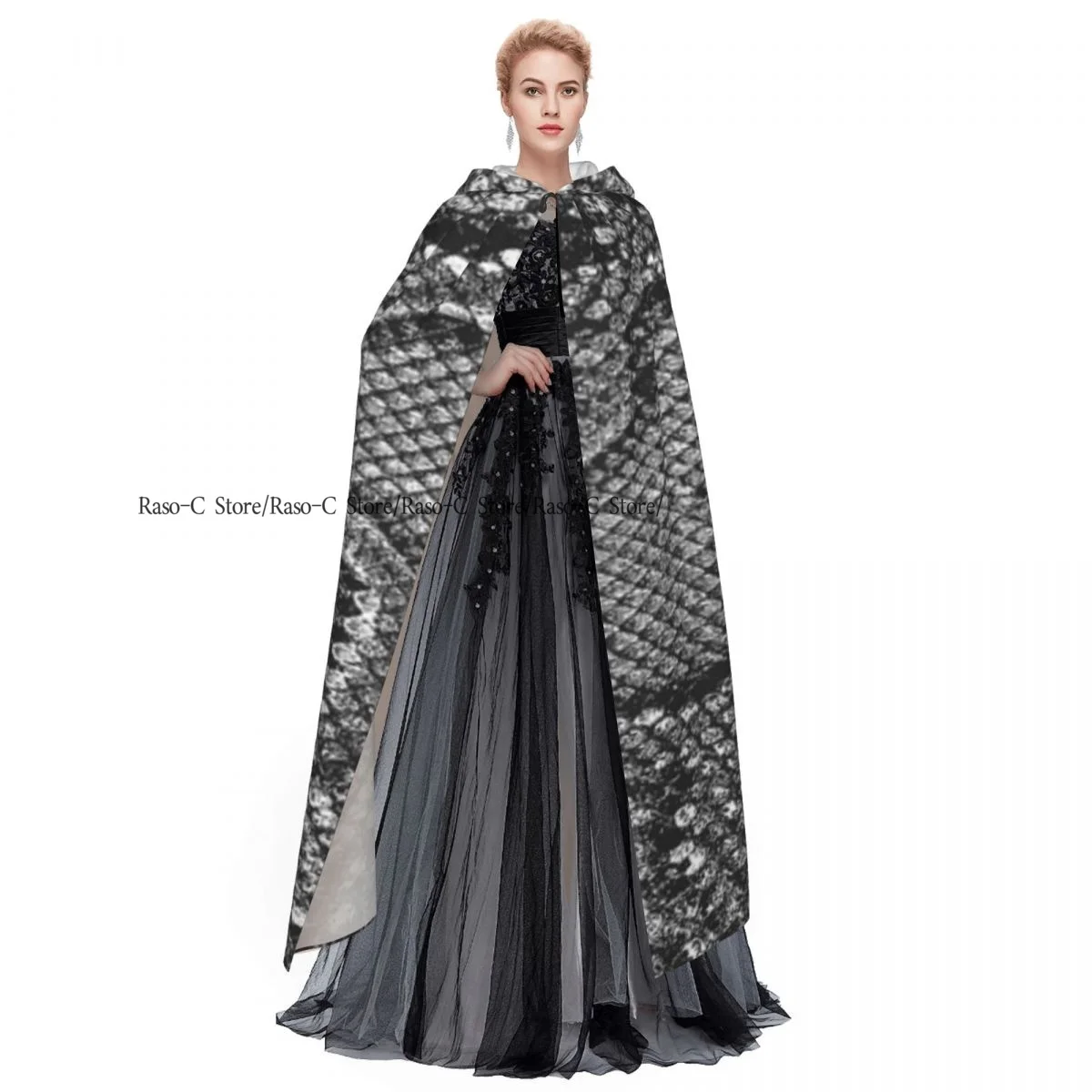 Унисекс взрослый рваный плащ с текстурой змеи и капюшоном длинный костюм ведьмы