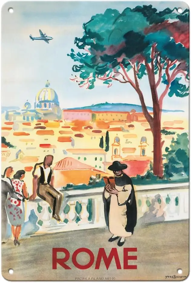 Италия — Святой Питерс Базилик Винтажный туристический постер авиакомпании от