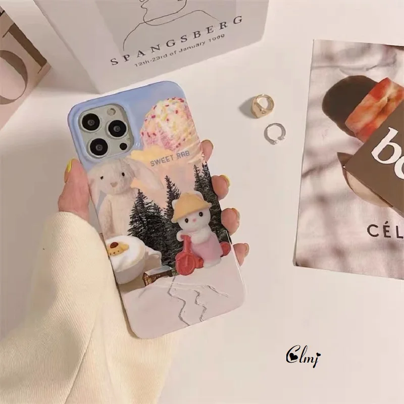 

Clmj Cute Vintage Rabbit Cartoon Animal Phone Case For iPhone 14 Plus 12 13 Mini 11 Pro 7 8 Se 2020 XR XS Max X Silicone Cover