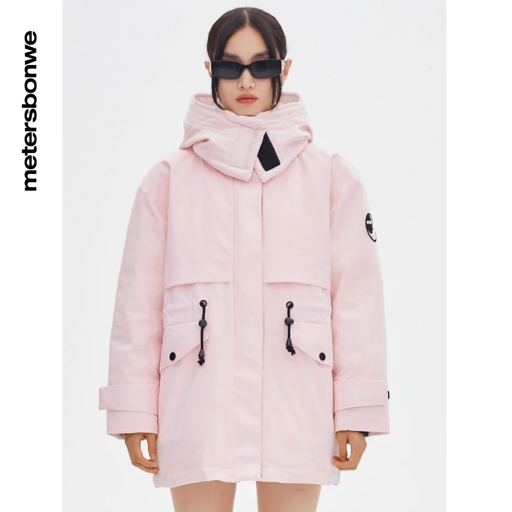 Metersbonwe Hooded Windproof Parker Down Jacket Women Winter Warm Coat Anti-snow Down Coat Female Print Outerwear Brand Clothing