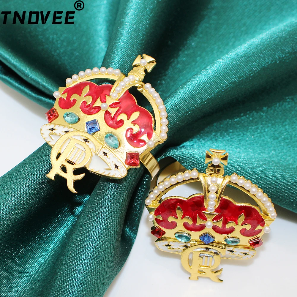 

24Pcs King of England Crown Napkin Ring Charles III Crown Cross Iris Napkin Holder for Christian Church Prayer Ornament Home Dec