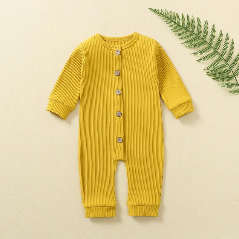 

INS Ribs New Fashion Baby Rompers Long Sleeved 100% Cotton Girl Boy Sleepsuits Newborn Sleepers Infantil Clothes Roupa De Bebe