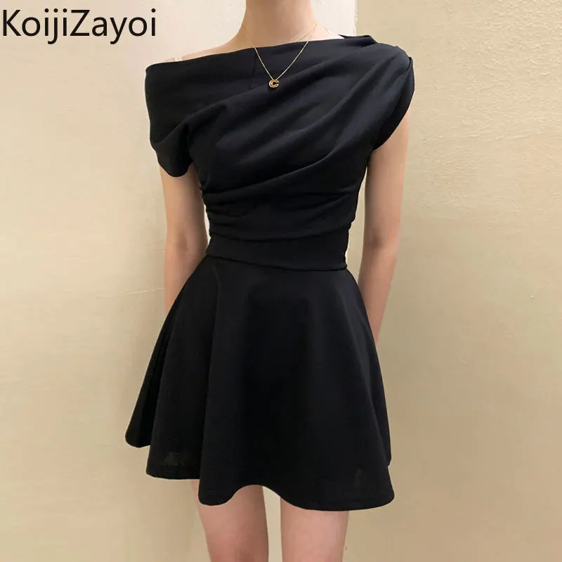 

Koijizayoi Solid Fashion Women Sexy Off Shoulder Mini Short Dress Bodycon Office Lady Summer Chic Korean Dresses A Line Vestidos