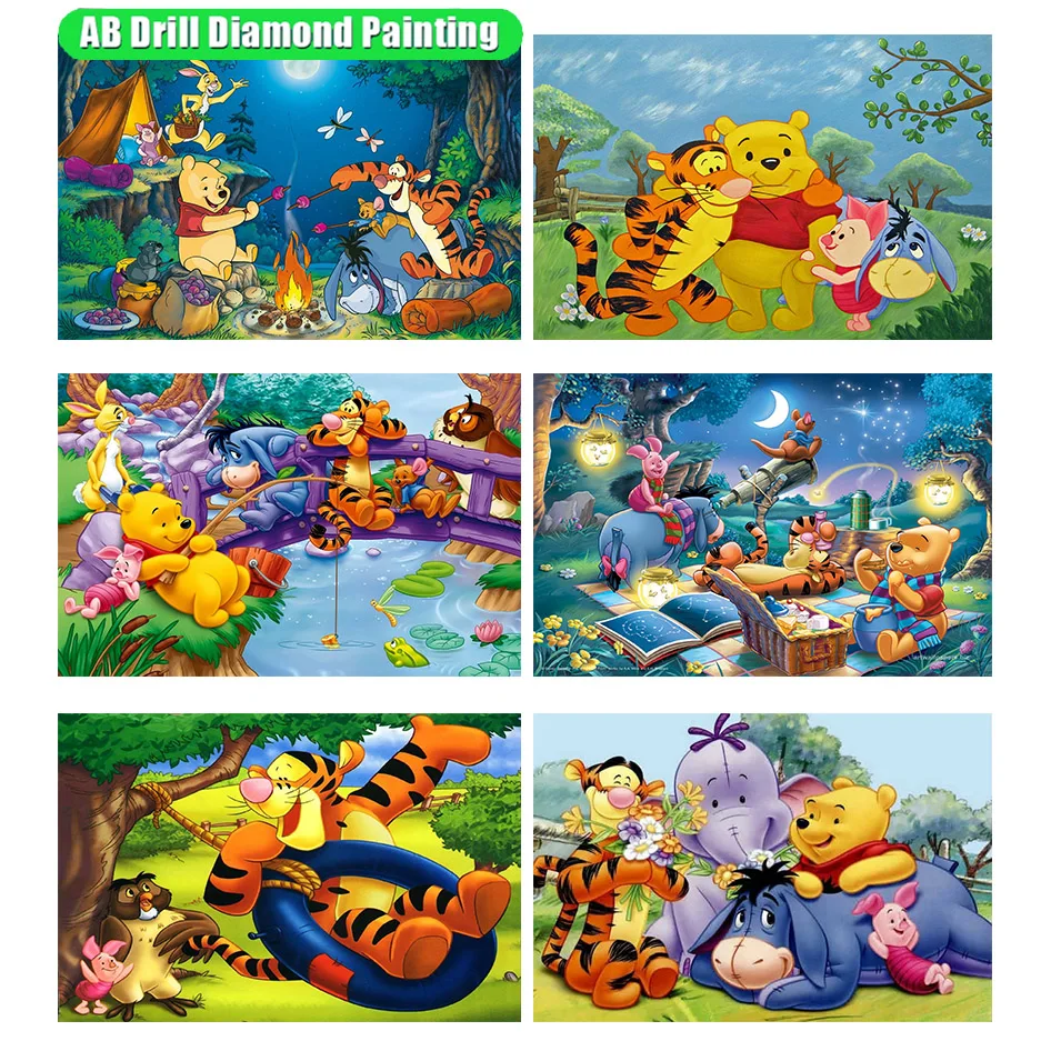 

Disney 5D Diy Ab Diamond Painting Cartoon Animal Winnie Diamond Embroidery Mosaic Cross Stitch 5D Handmade Home Decor Gift Ll234