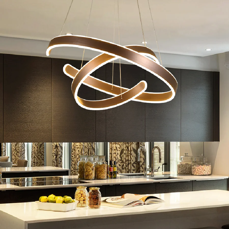 

AC90-264VModern pendant lights for living room dining room Geometry Circle Rings acrylic aluminum body LED Lighting ceiling Lamp