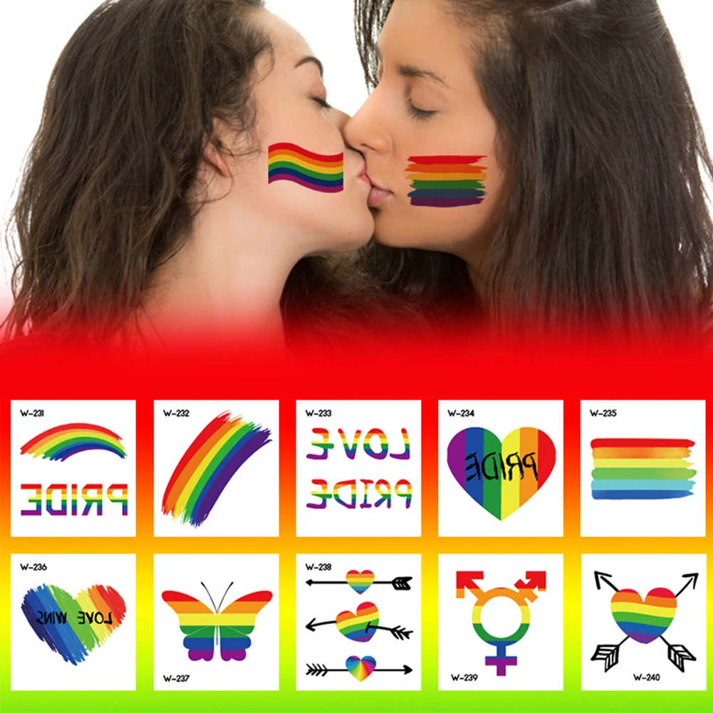 ЛГБТ наклейка с имитацией татуировки, s-наклейка на лицо, временная водостойкая Радужная наклейка для лесбиянок, геев, флаг для ног и рук, боди-арт, тату-наклейка унисекс | AliExpress