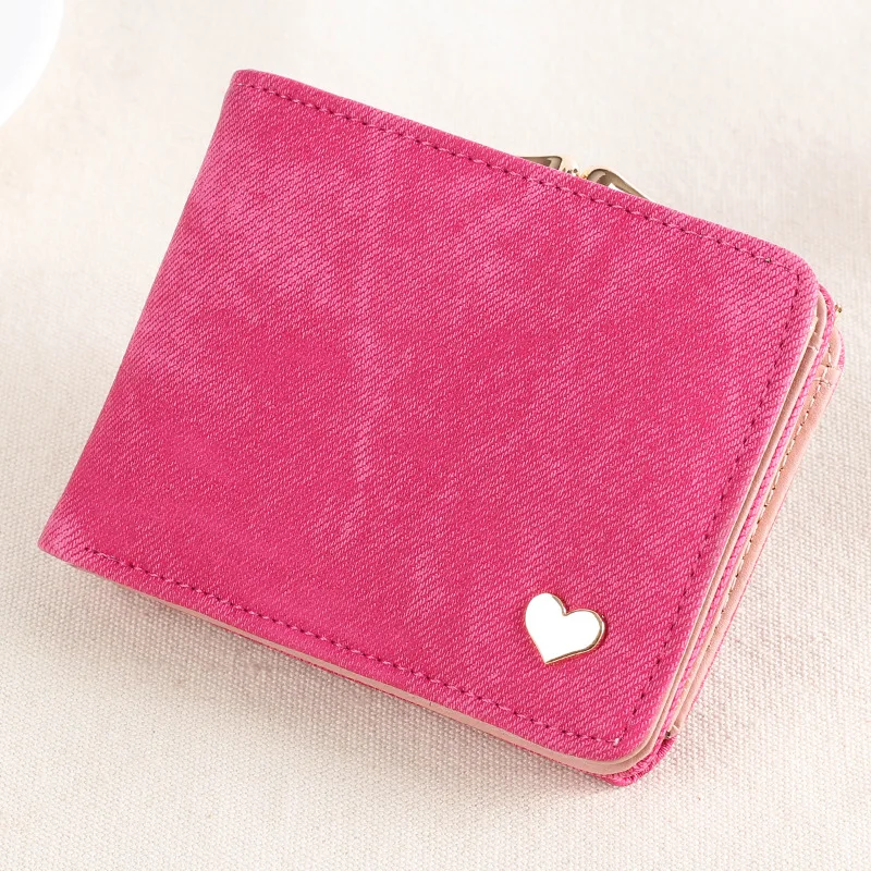 Women Small Clutch Wallet MultiFunction Change Purses Heart Decoration Big Capacity Wallets Cute Card Holder Money Bag