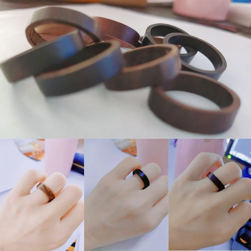 16-23mm Vintage Natural Wood Rings for Women thnic Sandalwood Ring Pagan Retro Pull Finger Mens Ebony Rings Wholesale Jewelry