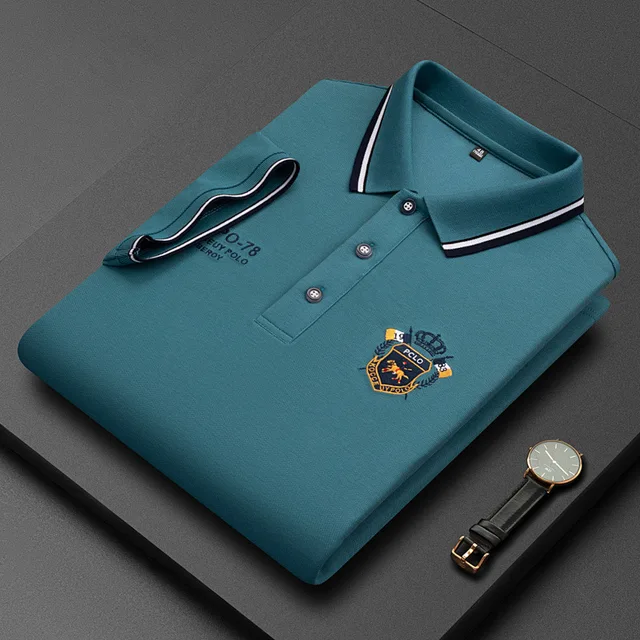Summer Korean Fashion Men's Polo Shirt Luxury Embroidered Cotton Lapel Collar Short Sleeves Tops 3