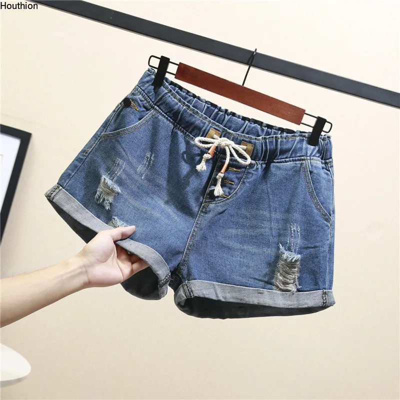 

New Women's Jeans Shorts Casual Fashion Loose Solid Pocket Summer Korean Style Streetwear Straight Denim