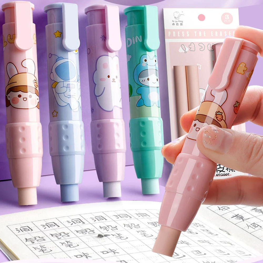 

Retractable Eraser Stationery Pencil Rubber Refillable Erasers Refill for Kids Art Writing Correction Supplies Eraser Pen